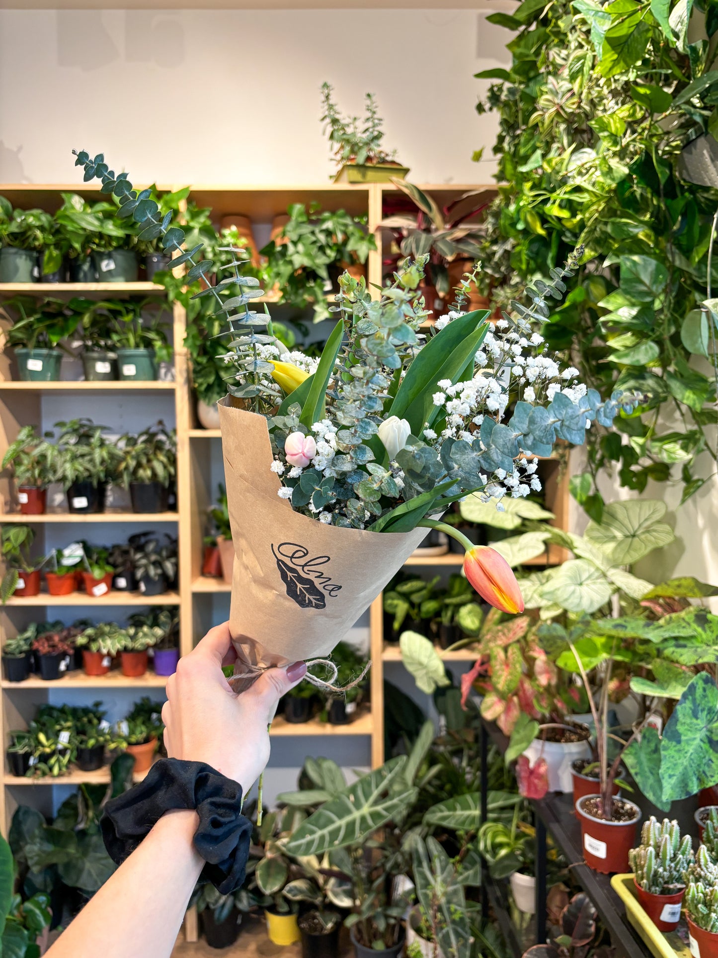 Bouquet - Tulipes & eucalyptus