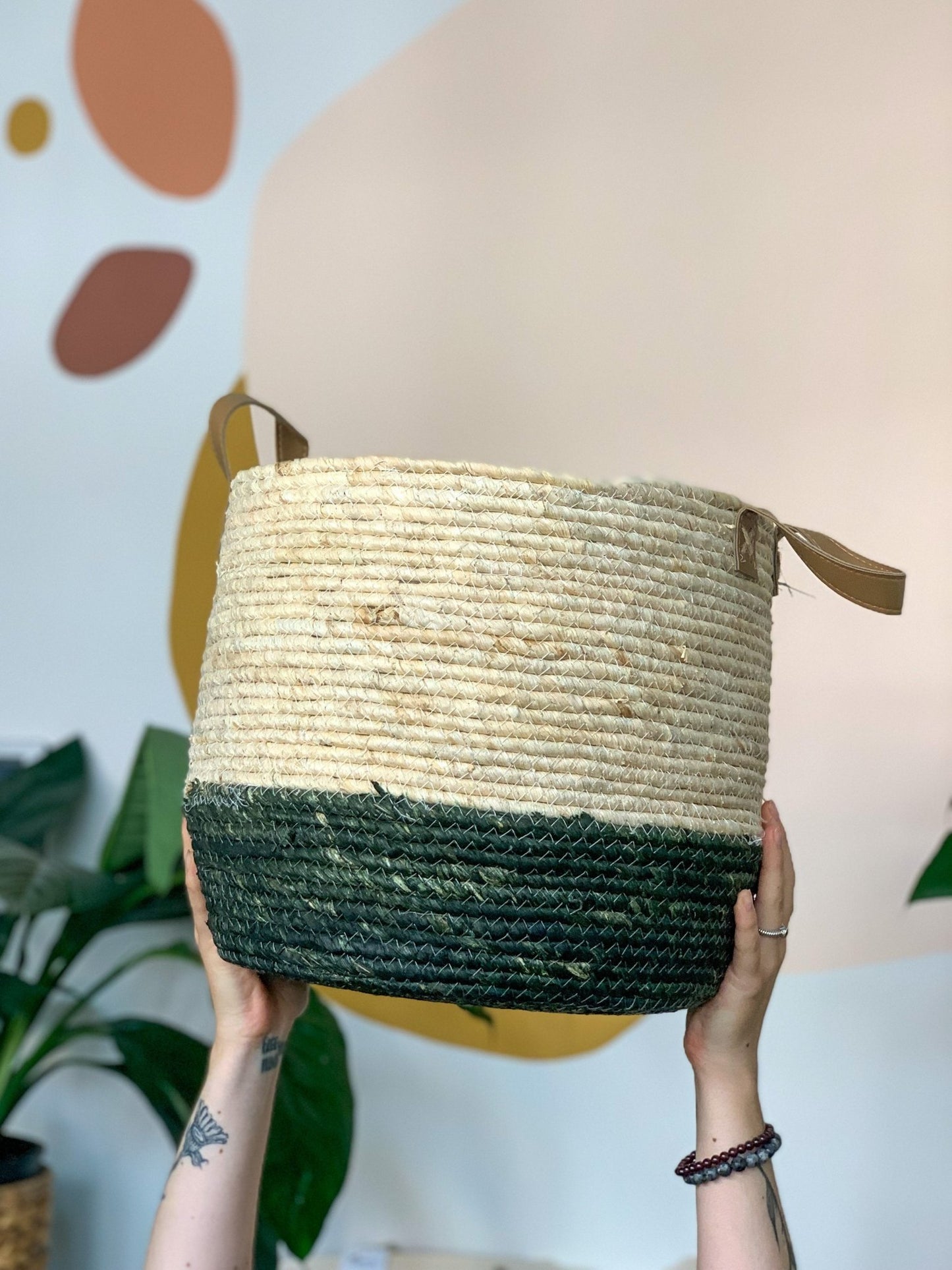 Panier en osier - Vert & Naturel - Alma Plantes