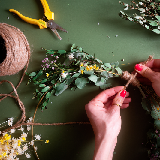 Couronne de fleurs séchées - Atelier créatif
