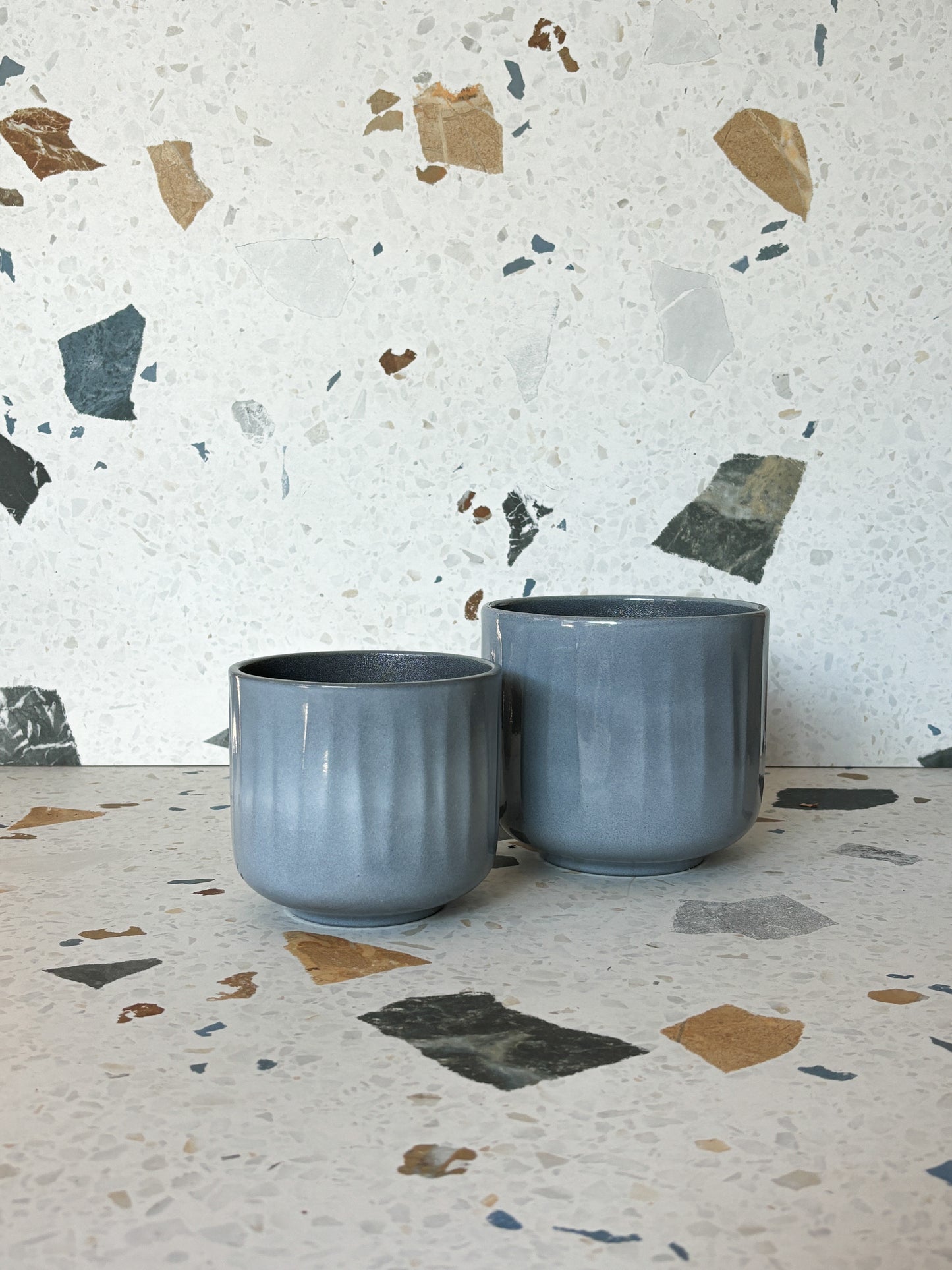 Cache-pot Bagua - Gris bleuté