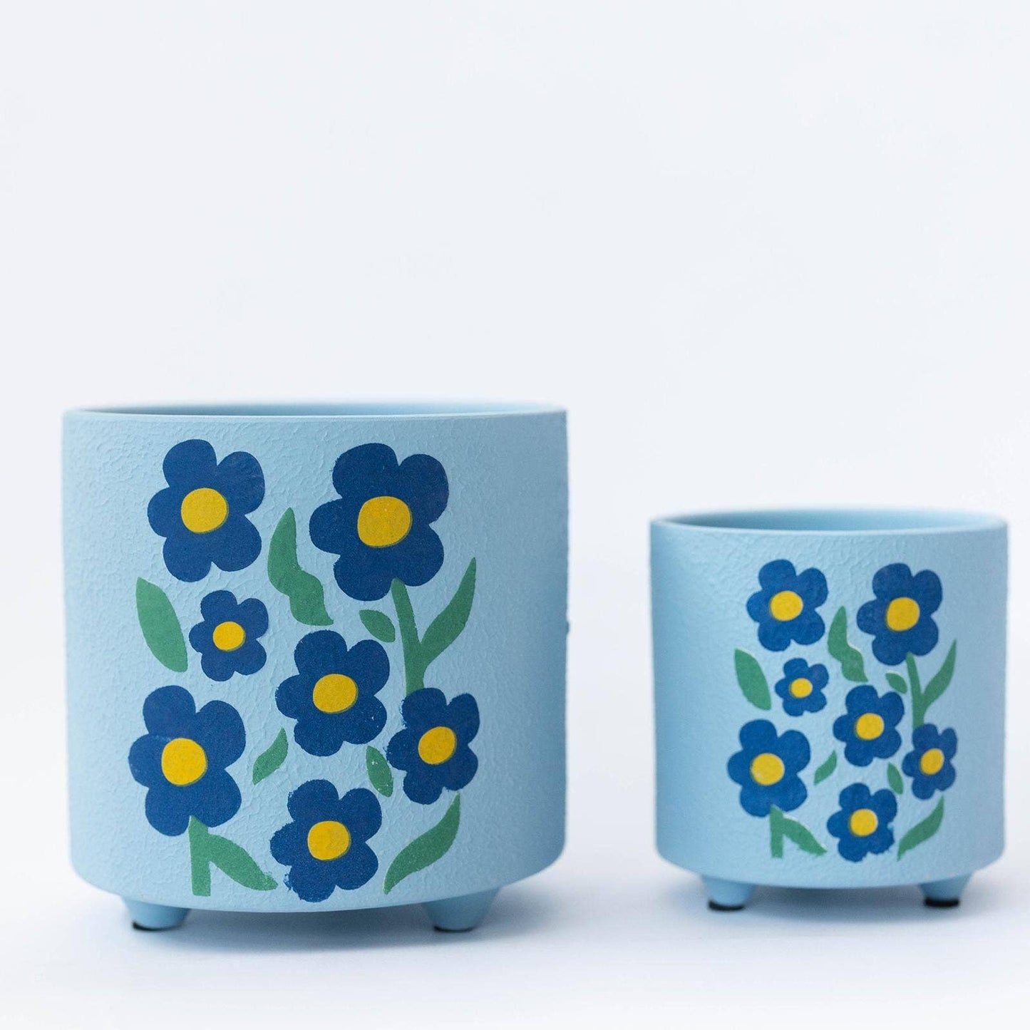 Cache-pot en terre cuite - myosotis