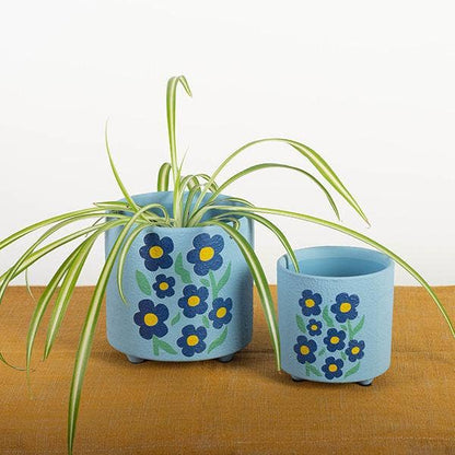 Cache-pot en terre cuite - myosotis
