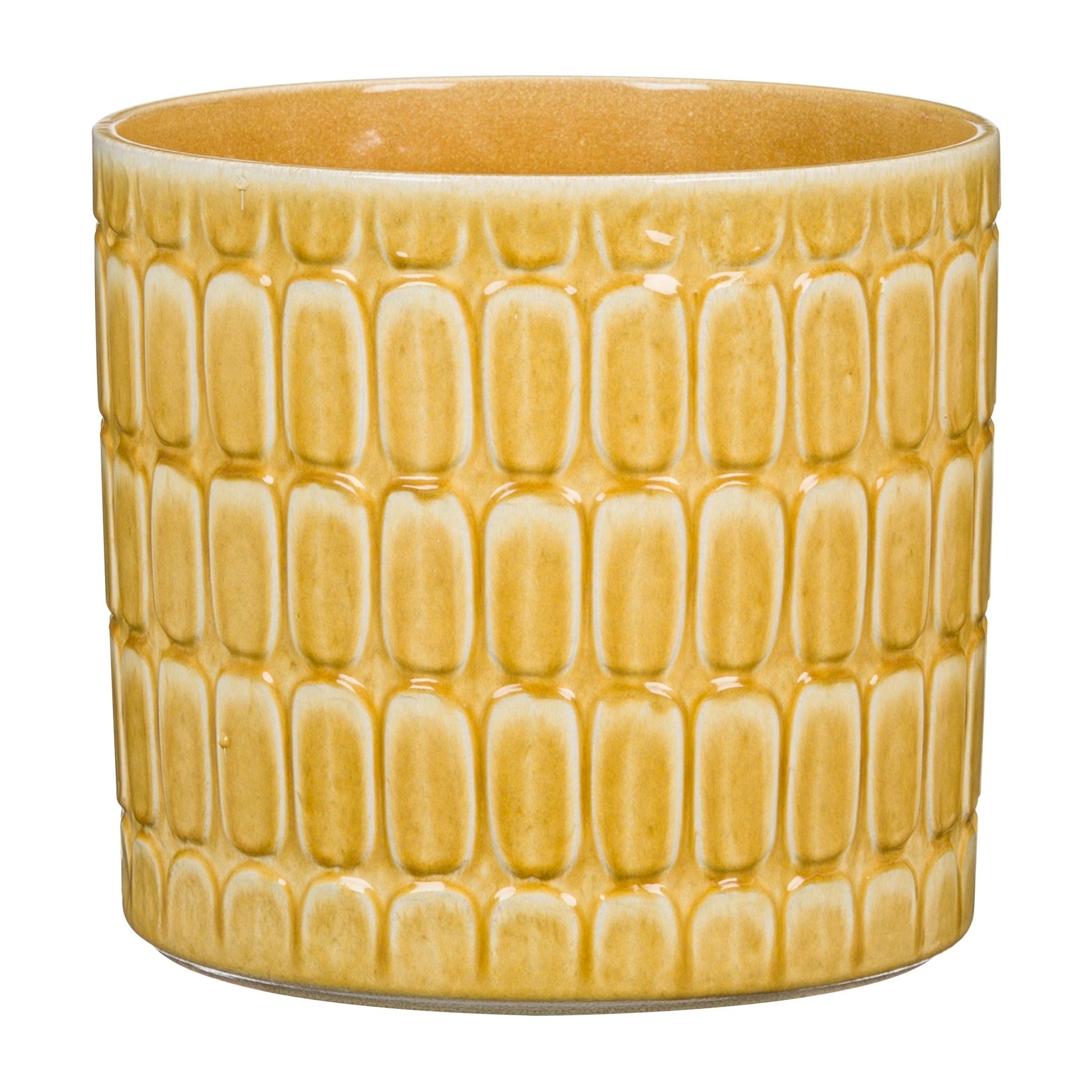Cache - pot texturé jaune - Alma Plantes