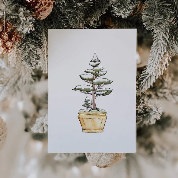 Carte de souhaits - Bonsaï conifère enneigé - Alma Plantes