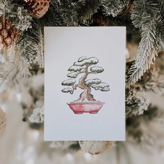 Carte de souhaits - Bonsaï enneigé - Alma Plantes