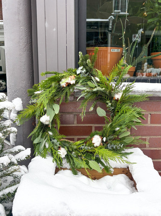 Couronne naturelle - coton & eucalyptus - Alma Plantes