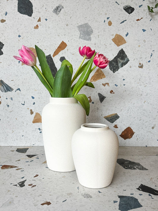 Vase texturé en céramique - crème - Alma Plantes