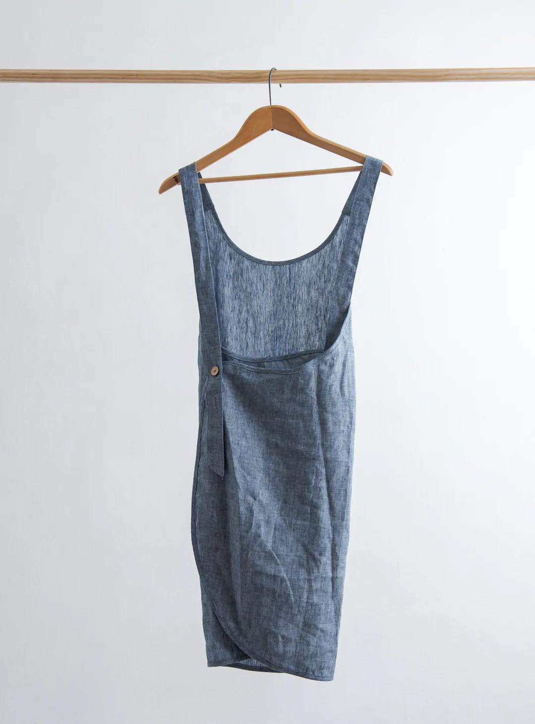 Tablier en lin - bleu marin