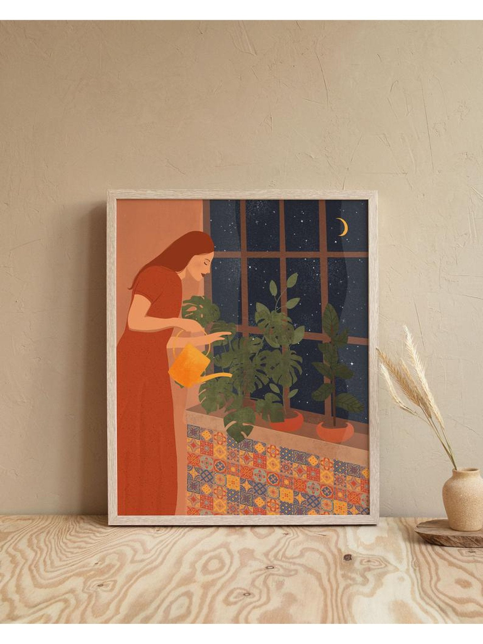 Affiche ''Crazy plant lady'' de nuit - Alma Plantes