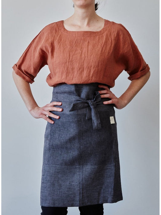 Demi tablier en lin - anthracite - Alma Plantes