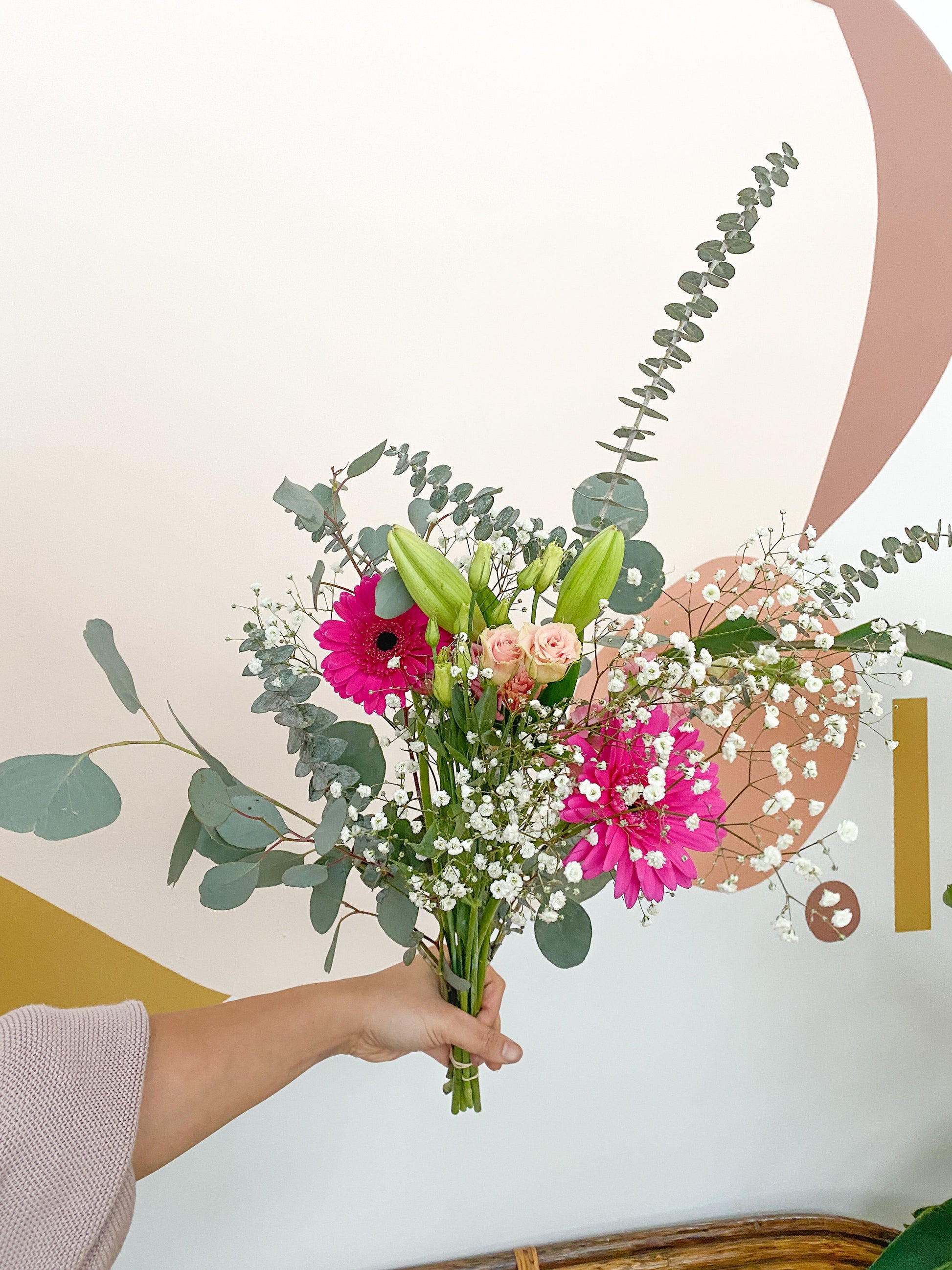 Bouquet mixte - eucalyptus & fleurs