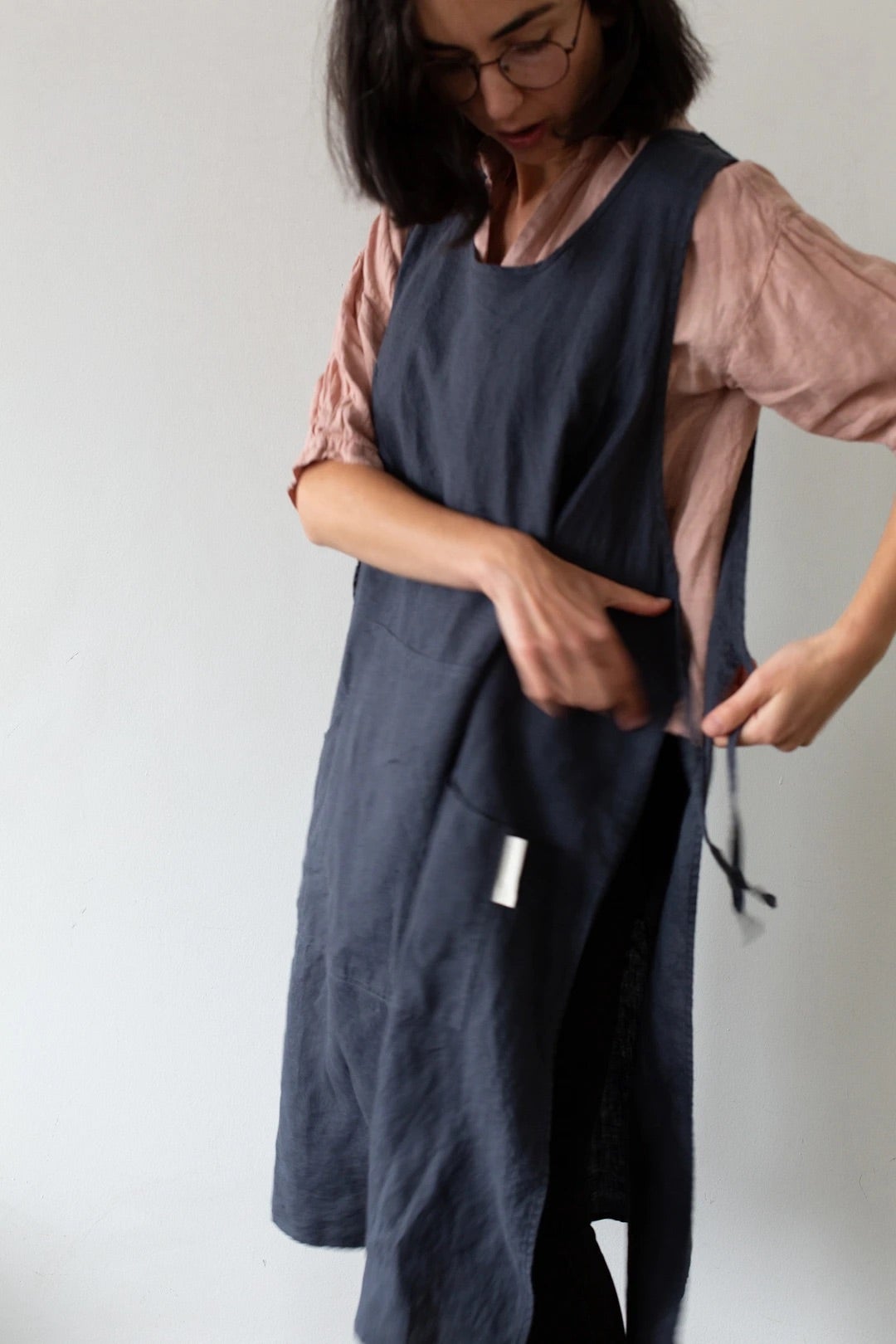 Tablier Jardinier En Lin - Gris Foncé