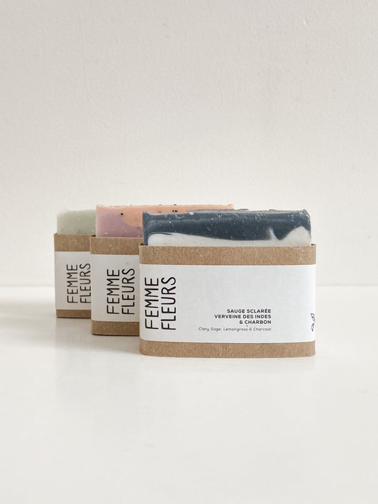 Savon sauge sclarée verveine & charbon - produits Naturels