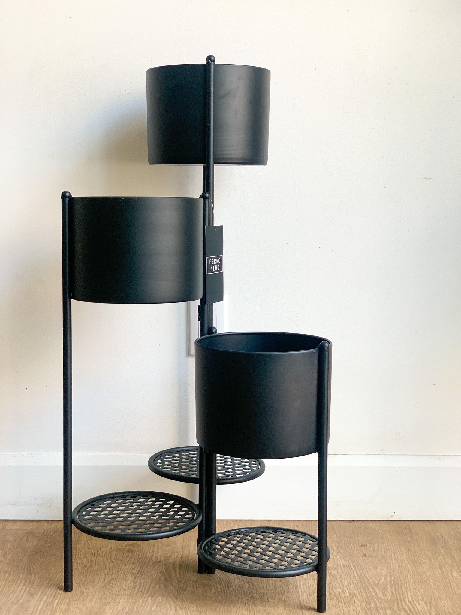 Support pour pots en fer - noir - Alma Plantes